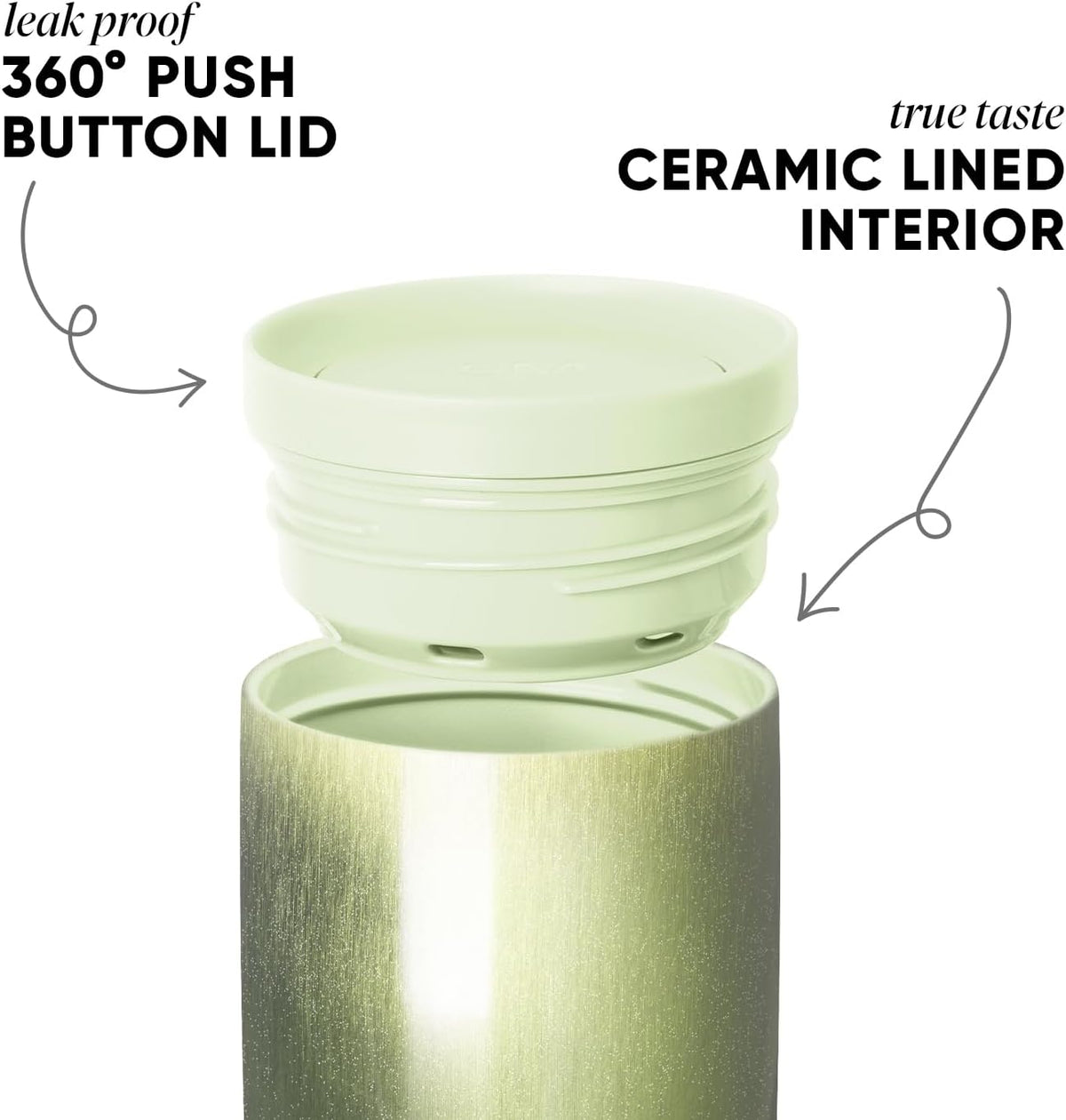 Insulated Travel Coffee Mug 360° Lid | 16oz | Green