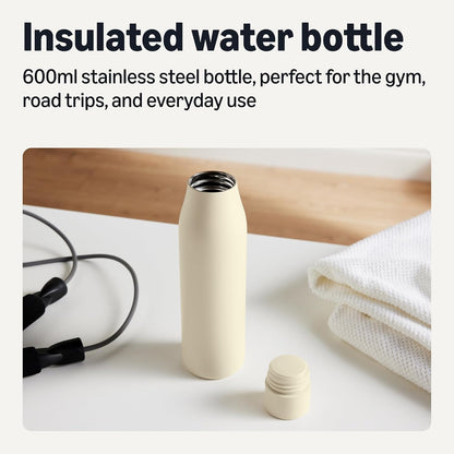 Insulated Stainless Steel Water Bottle, Leak-Proof, Double-Wall, 20 oz., BPA-Free, Linen Gray