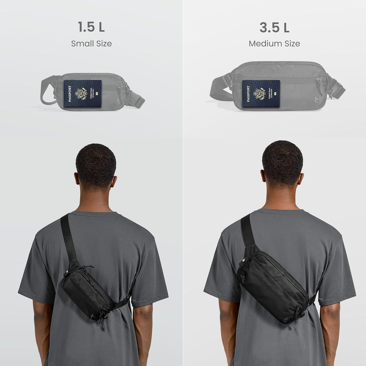 3.5L Sling Bag with RFID Blocking Crossbody Chest Pack for Men Women