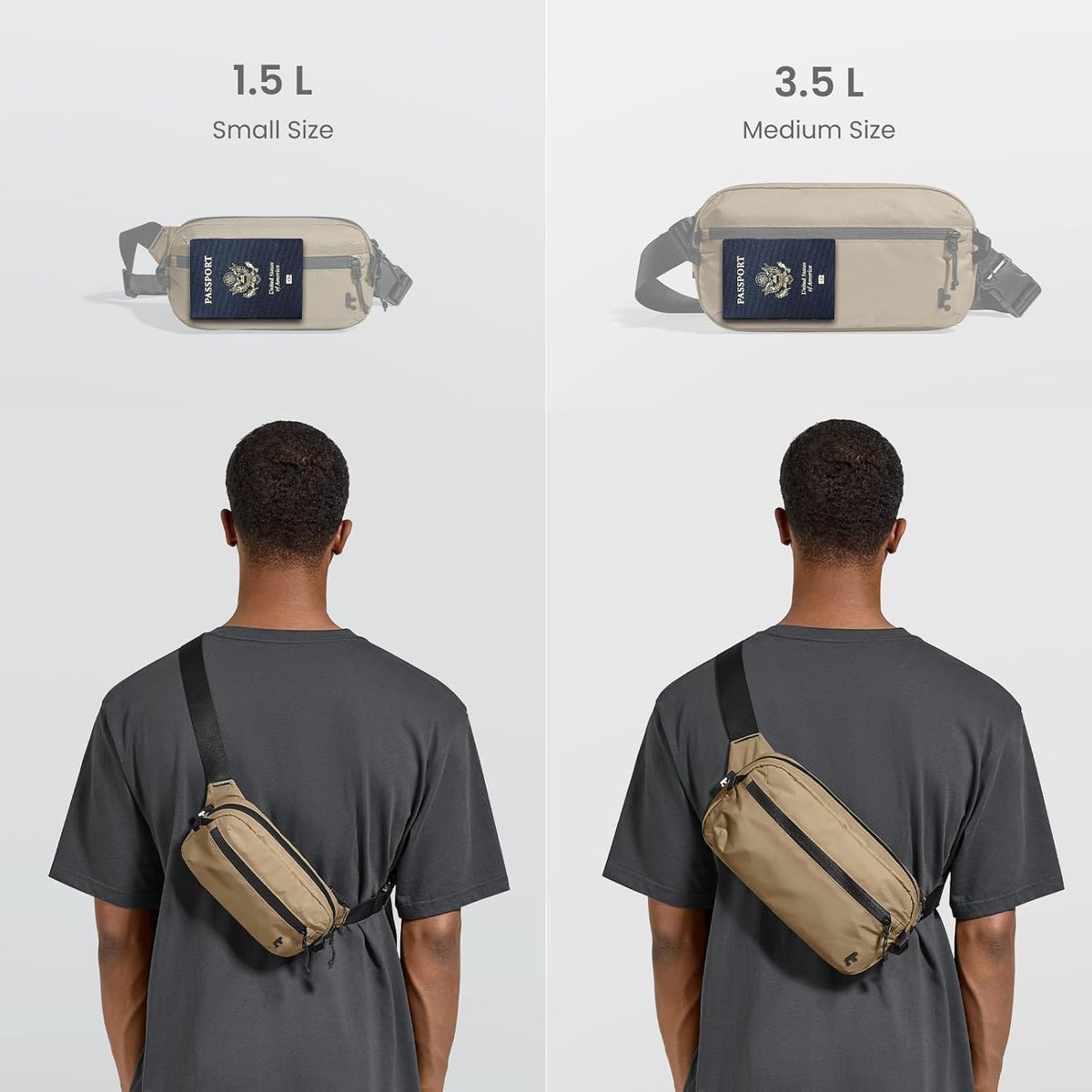 3.5L Sling Bag with RFID Blocking Crossbody Chest Pack for Men Women