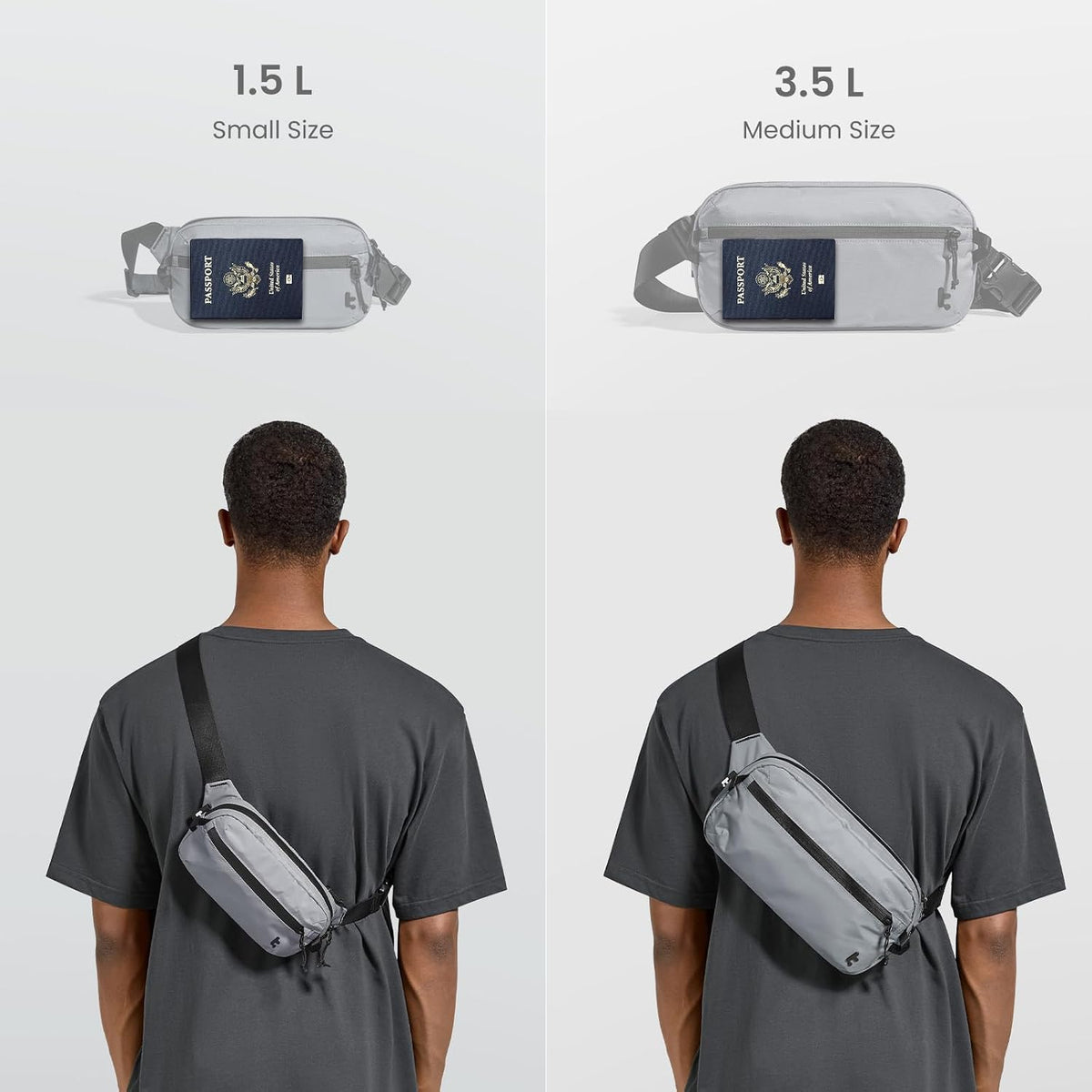 3.5L Sling Bag with RFID Blocking Crossbody Chest Pack for Men Women