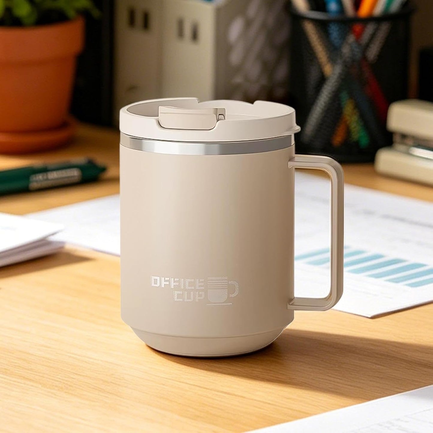 Insulated Coffee Tumbler Water Mug with Handle | Stainless Steel Mug with Handle for Women Men Adults Travelers Students Home Office Gym Travel Picnic Camping Beach