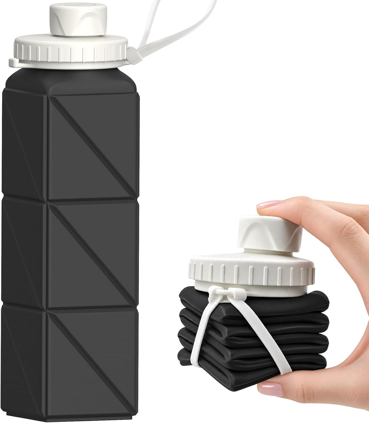 Collapsible Water Bottles with Straw 21 oz, Travel Water Bottle