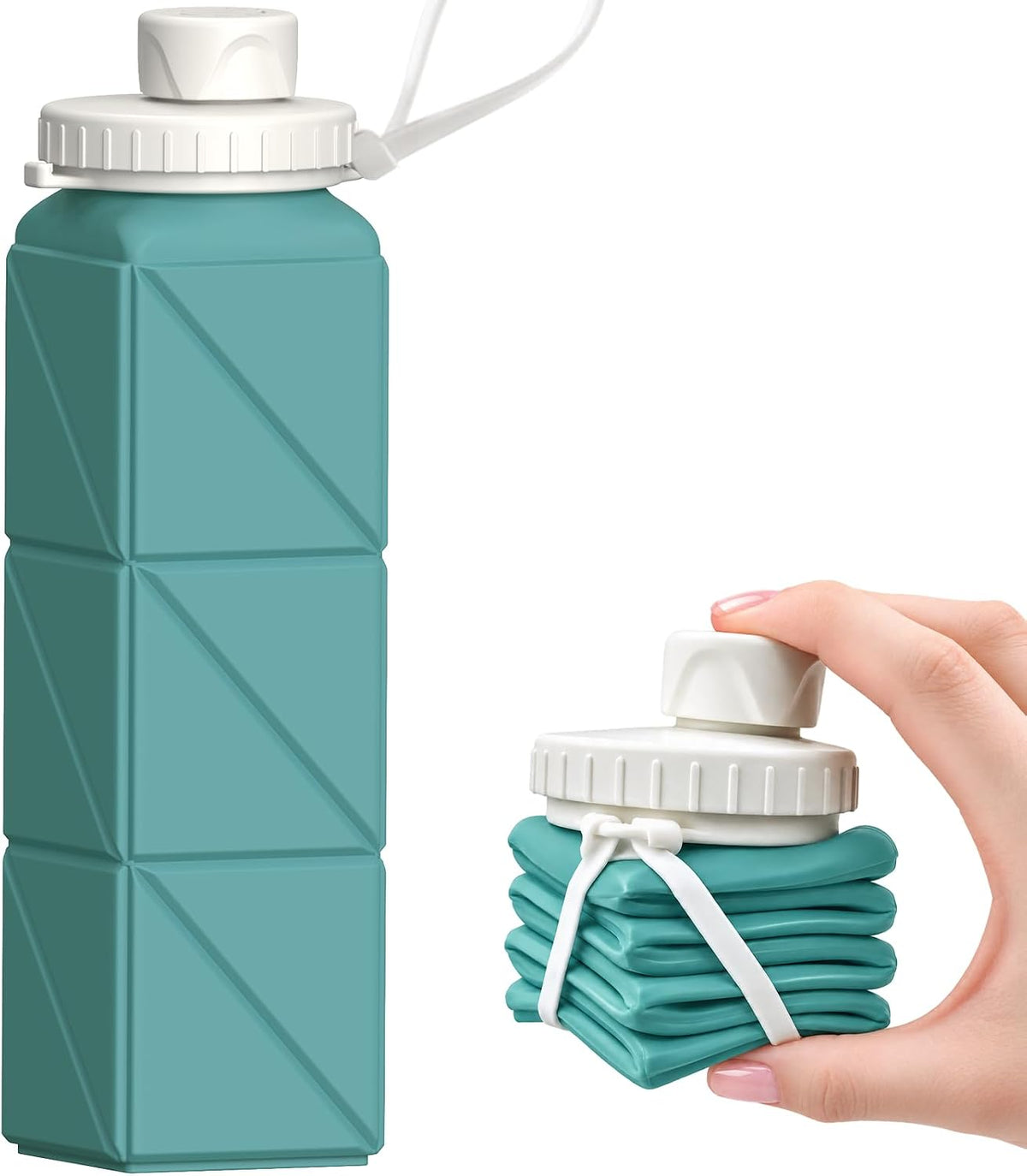 Collapsible Water Bottles with Straw 21 oz, Travel Water Bottle