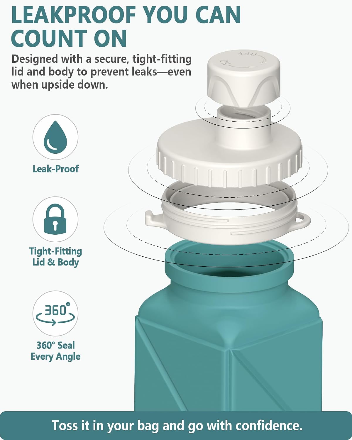 Collapsible Water Bottles with Straw 21 oz, Travel Water Bottle