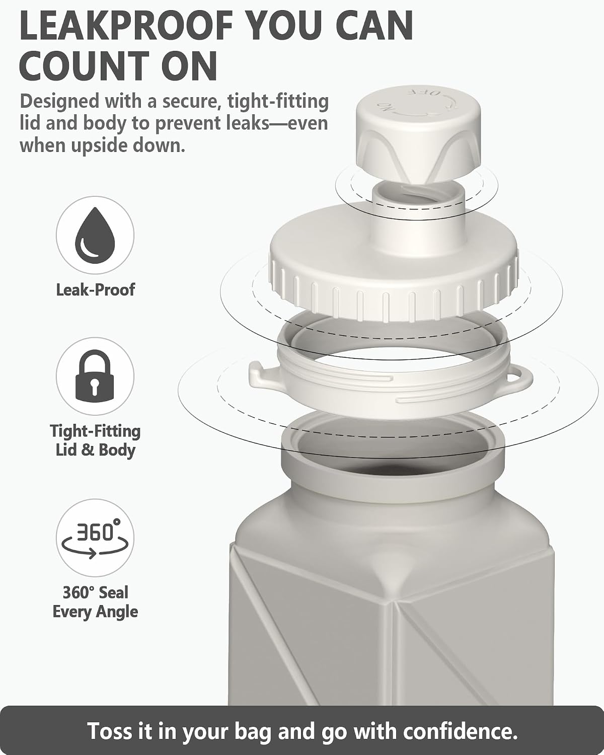 Collapsible Water Bottles with Straw 21 oz, Travel Water Bottle