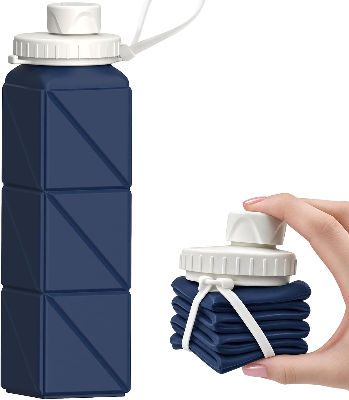 Collapsible Water Bottles with Straw 21 oz, Travel Water Bottle