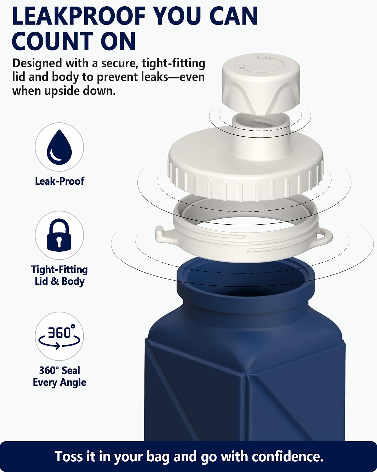 Collapsible Water Bottles with Straw 21 oz, Travel Water Bottle