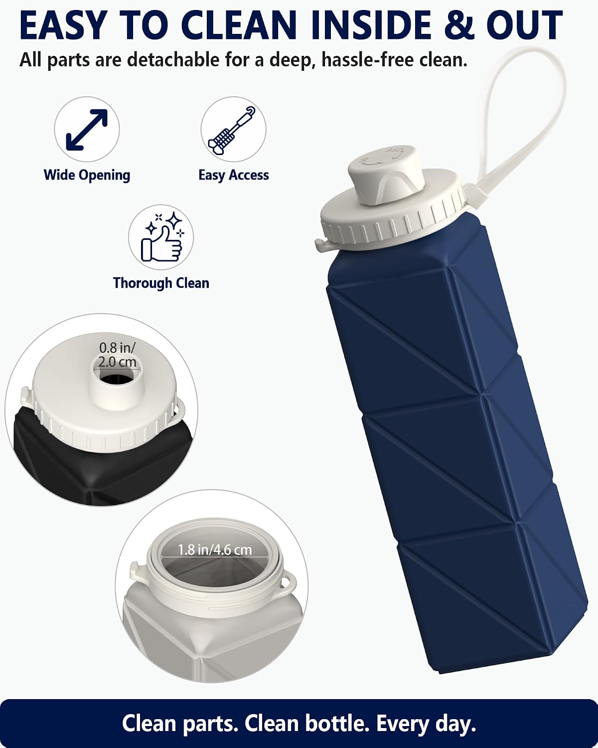 Collapsible Water Bottles with Straw 21 oz, Travel Water Bottle