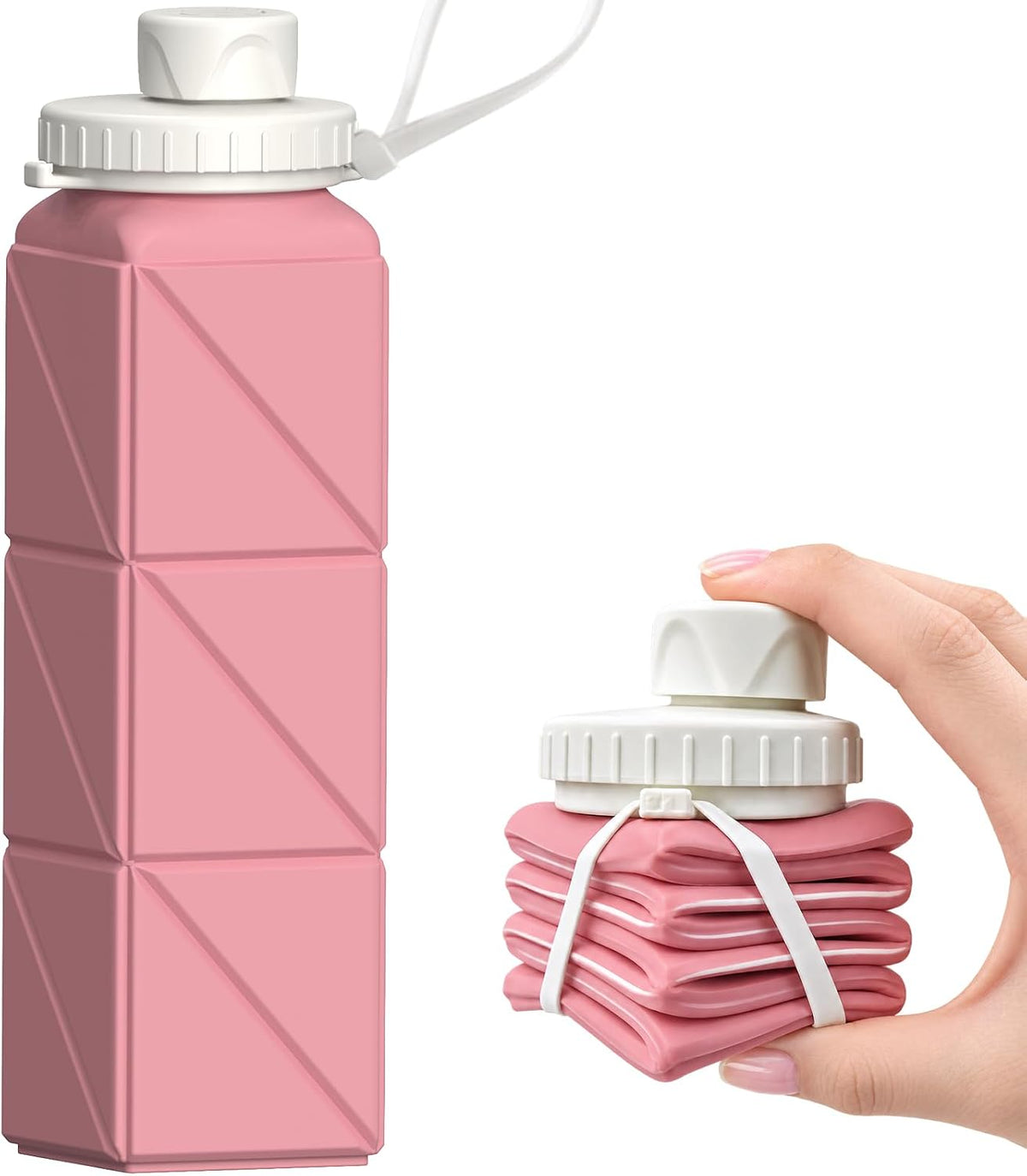 Collapsible Water Bottles with Straw 21 oz, Travel Water Bottle
