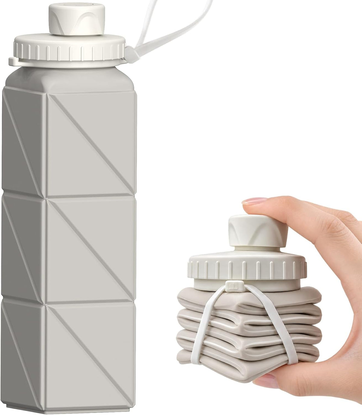 Collapsible Water Bottles with Straw 21 oz, Travel Water Bottle