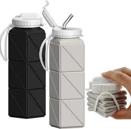 Collapsible Water Bottles with Straw 21 oz, Travel Water Bottle