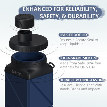 Collapsible Water Bottles with Straw 21 oz, Travel Water Bottle