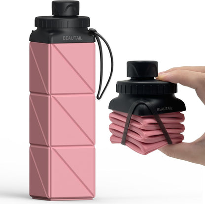 Collapsible Water Bottles with Straw 21 oz, Travel Water Bottle