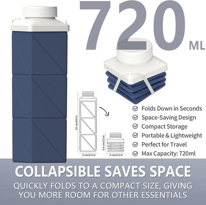 Collapsible Water Bottles with Straw 21 oz, Travel Water Bottle