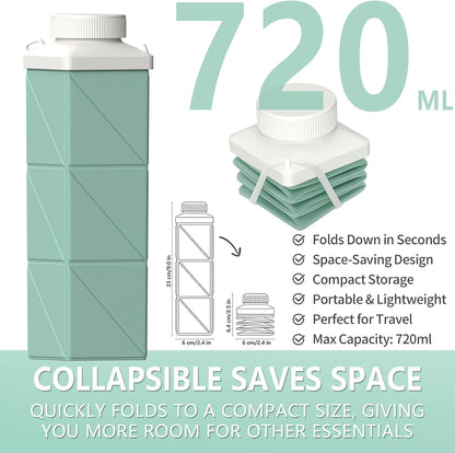 Collapsible Water Bottles with Straw 21 oz, Travel Water Bottle