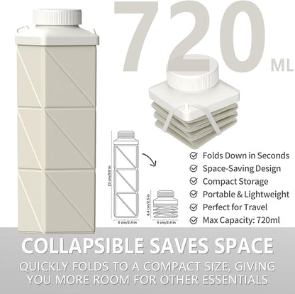 Collapsible Water Bottles with Straw 21 oz, Travel Water Bottle