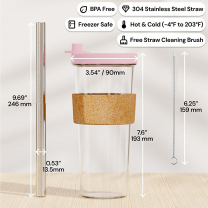 Sage Green 24 oz Reusable Boba Cup and Straw Bubble Tea Cup with Wide Lid and Straw