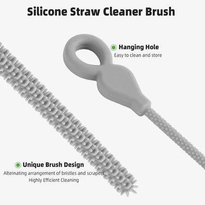 Silicone Straw Cleaner Brush, 4Pcs Reusable Straw Brush Pink