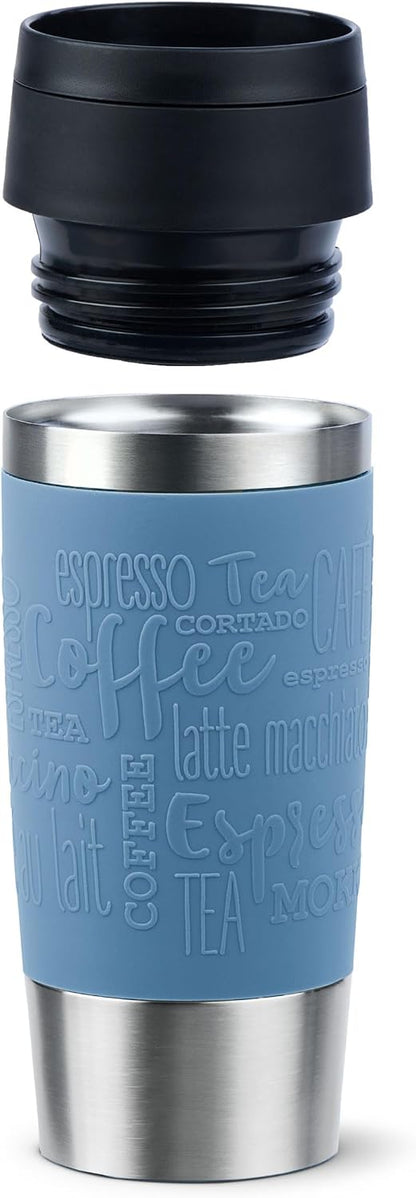 Travel Mug 360 ml Classic Insulated Mug, Stainless Steel Coffee Mug, Comfort Screw Cap, 4h Hot and 8h Cold, 100% Leak-Proof, Dishwasher Safe, 360° Drinking Opening, Aqua Blue, N20211